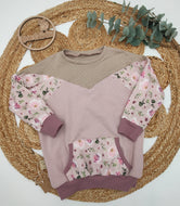 Gr. 110 Oversize Sweatshirt (lang geschnitten) Pink Flower