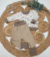 Gr. 56 - 68 Babyset Altrosa Blumen