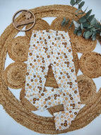 Gr. 98 Leggins Ripjersey Frühlingsblumen