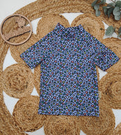 Gr. 98 UV-Badeshirt kurzarm, hohes Bündchen, Leo lila