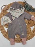 Gr. 68/74 Walkoverall Sand/EP Ballerina Mausi, Babybündchen + GRATIS Mütze