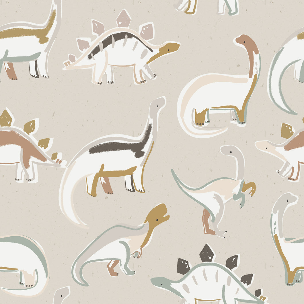 Stoffauswahl EP Dinos auf Beige Jersey