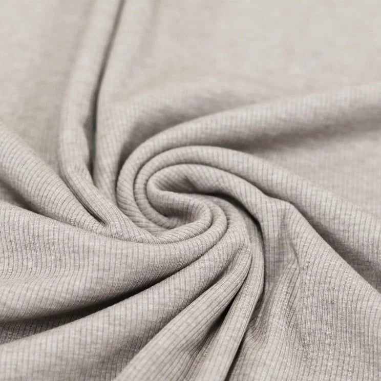 Stoffauswahl Beige Melange Ribstrick Jersey