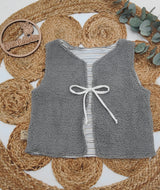 Gr. 86/92 Weste Plüsch Grau (fällt groß aus)