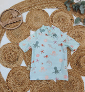 Gr. 68 UV-Badeshirt kurzarm, hohes Bündchen, Meerestiere