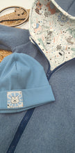 Lade das Bild in den Galerie-Viewer, Gr. 68/74 Walkoverall Rauchblau/Zoo, Babybündchen + GRATIS Mütze
