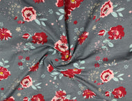 Jersey Flowerpower Grau - Meterware - Abverkauf