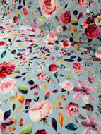 Digitaljersey Dream of Flowers graublau - Stoffauswahl